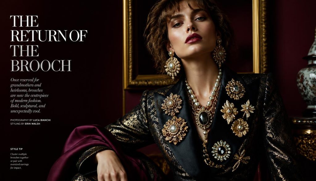 Brooches and Oversized Accessories Are Back
