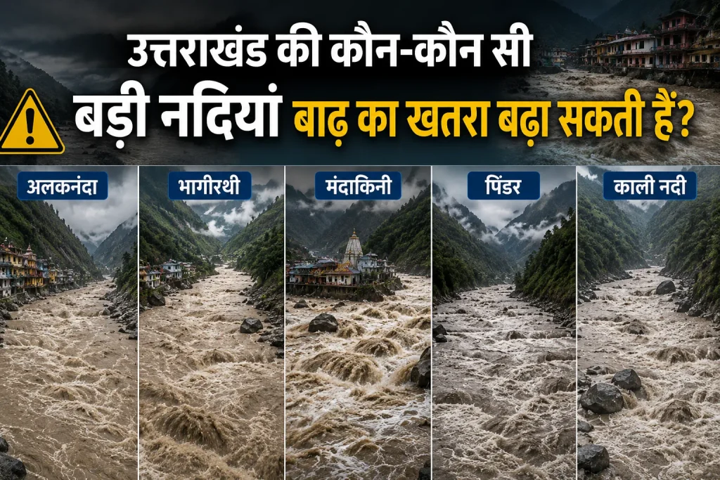 उत्तराखंड की कौन-कौन सी बड़ी नदियां बाढ़ का खतरा बढ़ा सकती हैं?