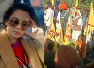 पंजाब में किसानों ने कंगना रनौत की गाड़ी को घेरा