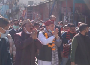 उत्तराखंड के मुख्यमंत्री धामी पहुंचे चुनावी प्रचार के लिए उत्तरकाशी