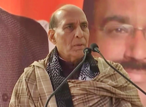 कानपुर में जनसभा के दौरान राजनाथ सिंह ने सपा पर साधा निशाना