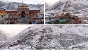 CHAMOLI : मौसम ने बदली करवट, बद्रीनाथ धाम में बिछी हिम चादर