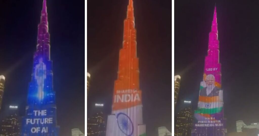 बुर्ज खलीफा पर छाया AI Impact Summit का जलवा,देखें VIDEO