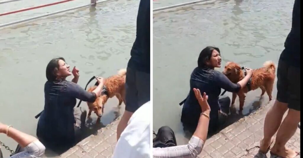 Haridwar News: हरिद्वार में गंगा में कुत्ते को नहलाने पर हंगामा, महिला की हरकत से भड़के लोग