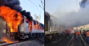 Rajdhani Express के 2 डिब्बों में लगी भीषण आग, दिल्ली-मुंबई रूट ठप