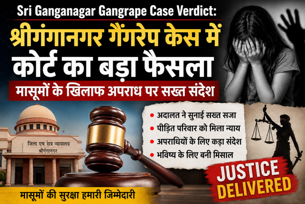 Sri Ganganagar Gangrape Case Verdict: श्रीगंगानगर गैंगरेप केस में कोर्ट का बड़ा फैसला, मासूमों के खिलाफ अपराध पर सख्त संदेश