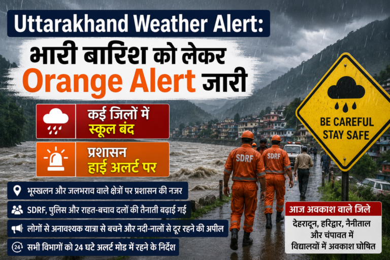 Uttarakhand Weather Alert: भारी बारिश को लेकर Orange Alert जारी, कई जिलों में स्कूल बंद, प्रशासन हाई अलर्ट पर