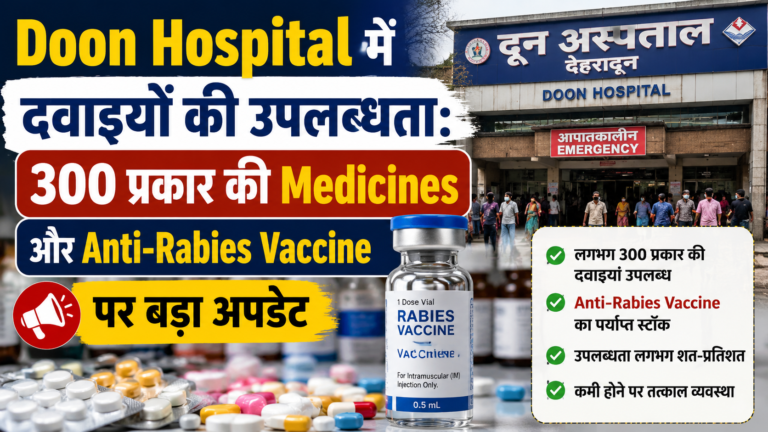 दून अस्पताल में दवाइयों की उपलब्धता: 300 प्रकार की Medicines और Anti-Rabies Vaccine पर बड़ा अपडेट