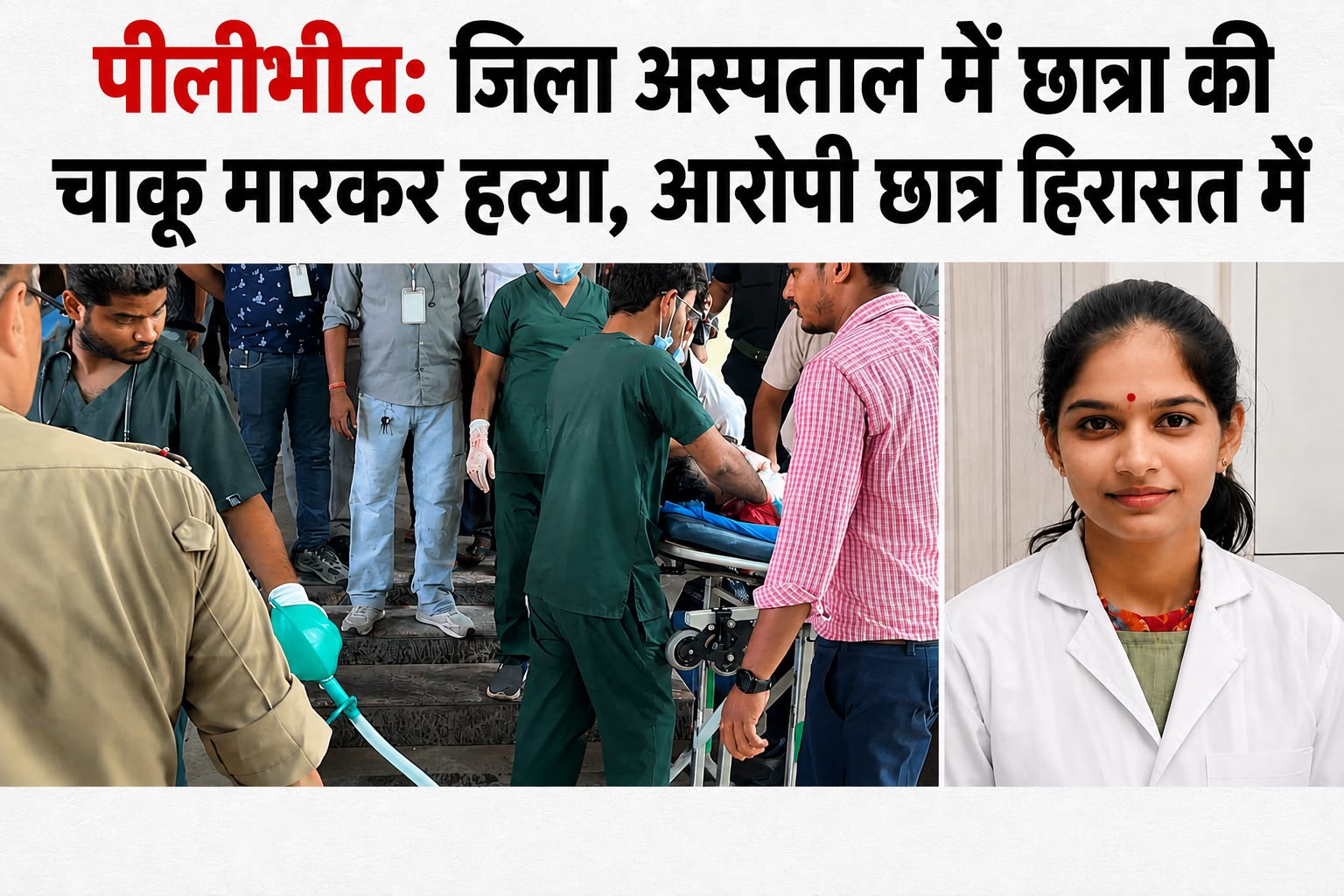 पीलीभीत जिला अस्पताल में छात्रा पर चाकू से हमला, इलाज के दौरान मौत; आरोपी छात्र हिरासत में