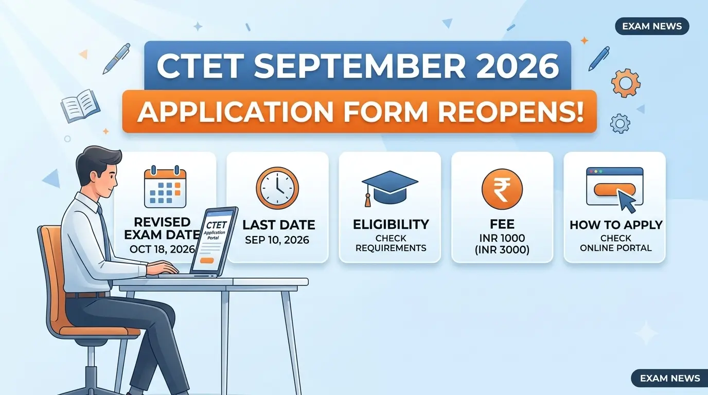 CTET September 2026 Application Form Reopens