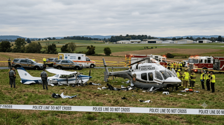 Pennsylvania State Police Helicopter and Small Plane Collide Near Carlisle Airport: 1 Dead, 2 Injured