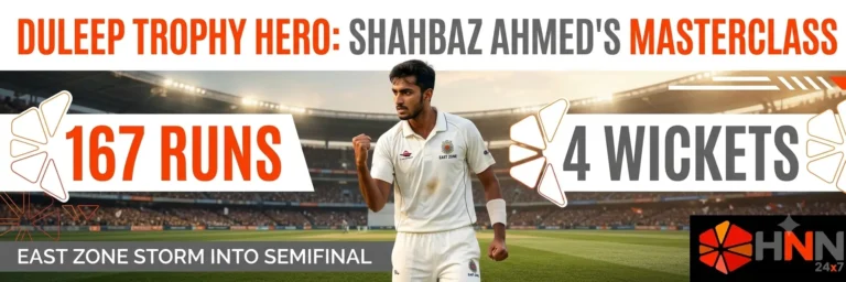 Shahbaz Ahmed Scores 167 and Takes 4 Wickets as East Zone Storm Into Duleep Trophy Semifinal