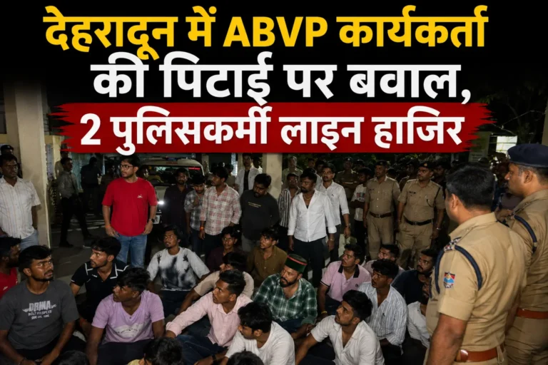 देहरादून में ABVP कार्यकर्ता की पिटाई पर बवाल, 2 पुलिसकर्मी लाइन हाजिर
