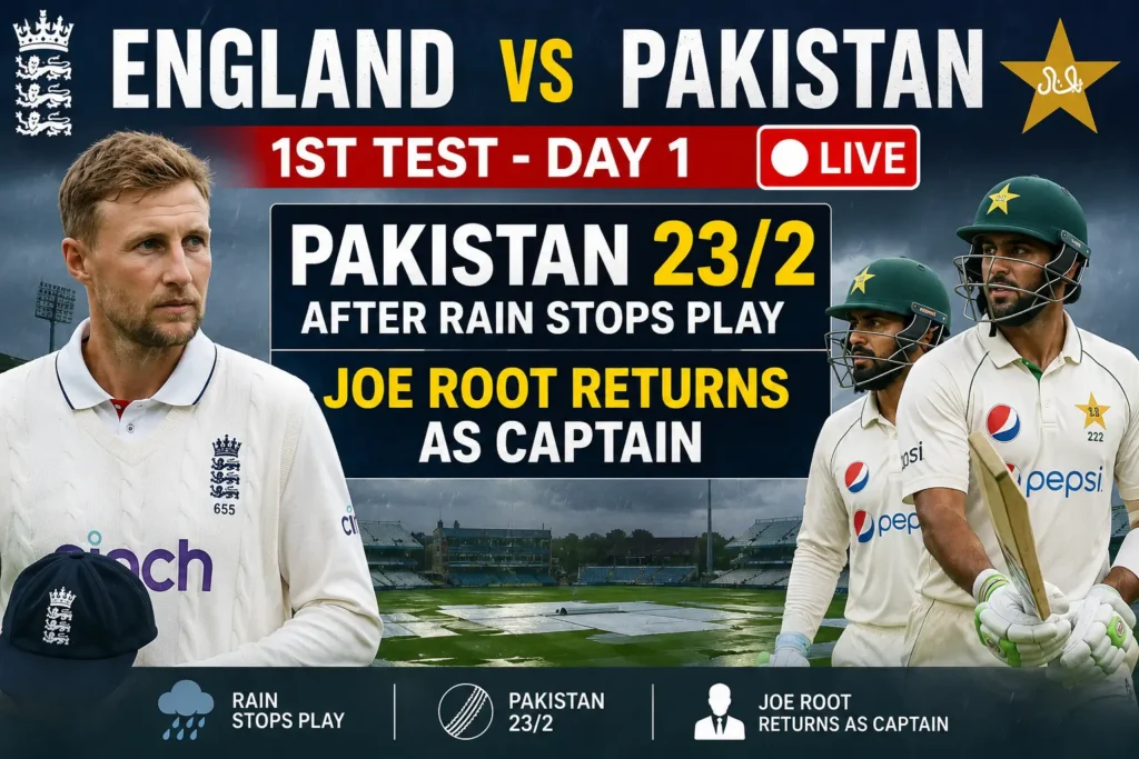 England vs Pakistan 1st Test Day 1 LIVE: Pakistan 23/2 After Rain Stops Play as Joe Root Returns as Captain