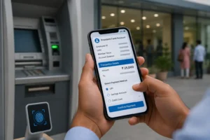 EPFO 3.0 digital PF withdrawal concept showing UPI, ATM and online provident fund services