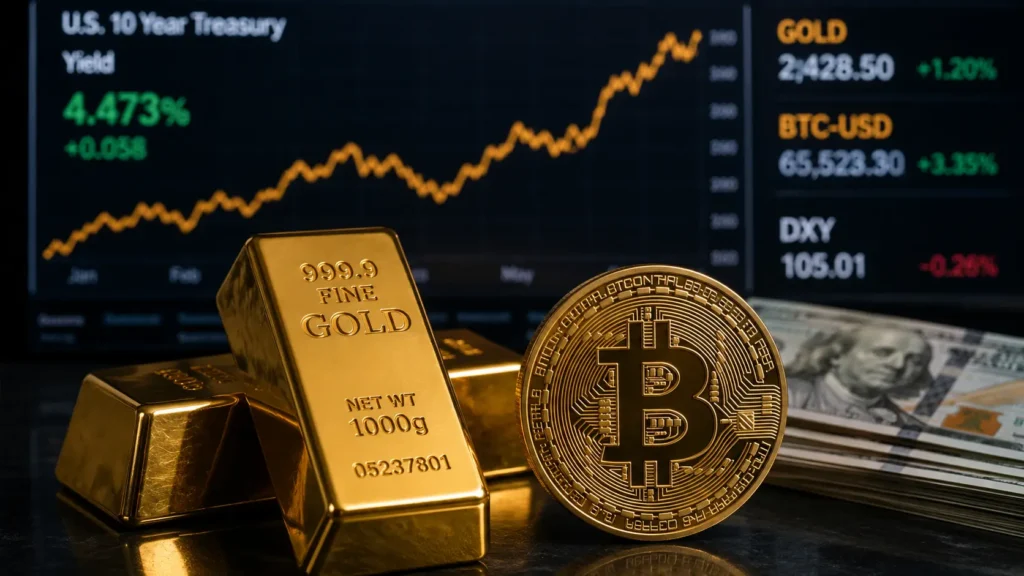 Gold and Bitcoin rising together during the 2026 market rally