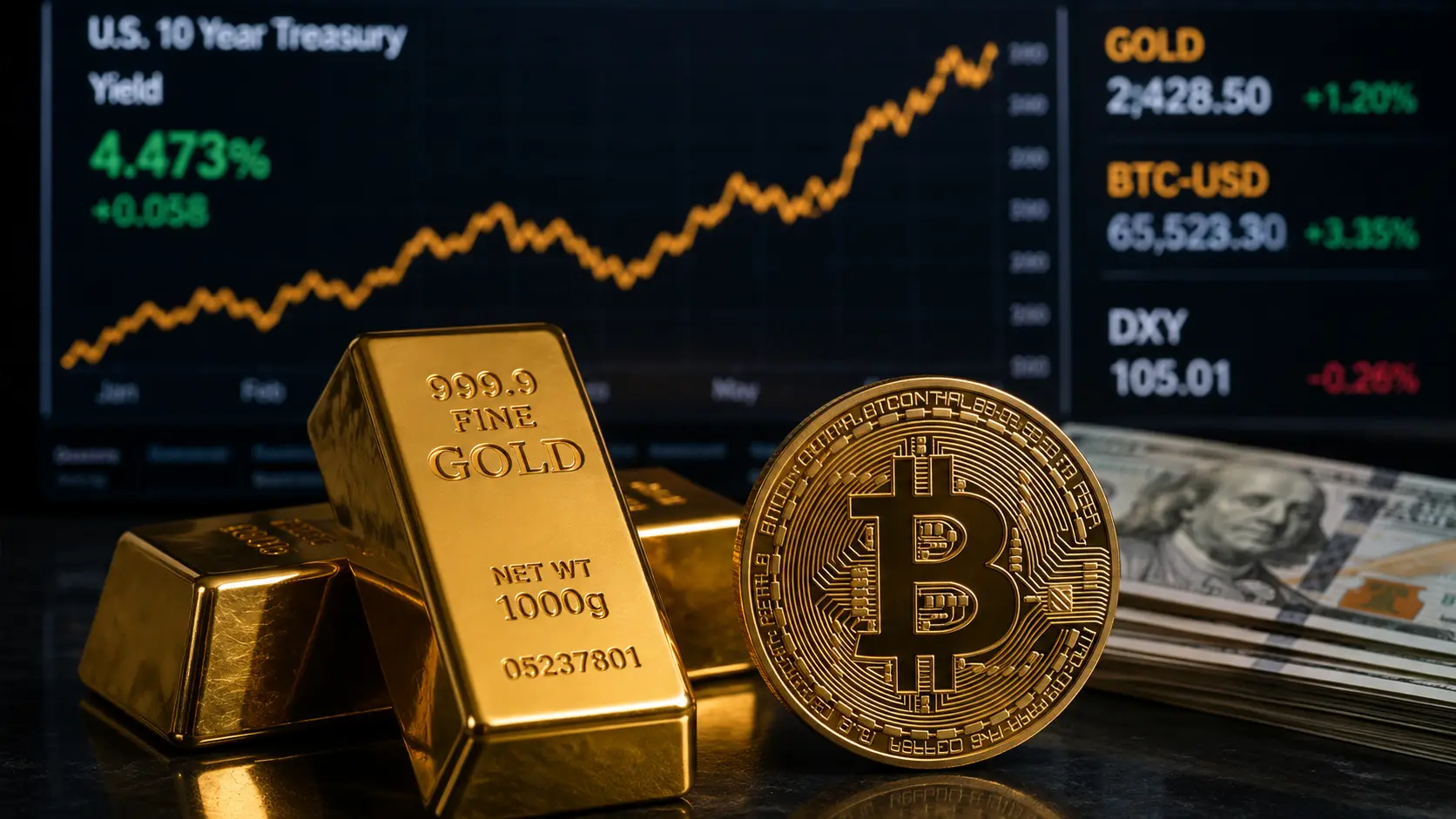 Gold and Bitcoin rising together during the 2026 market rally