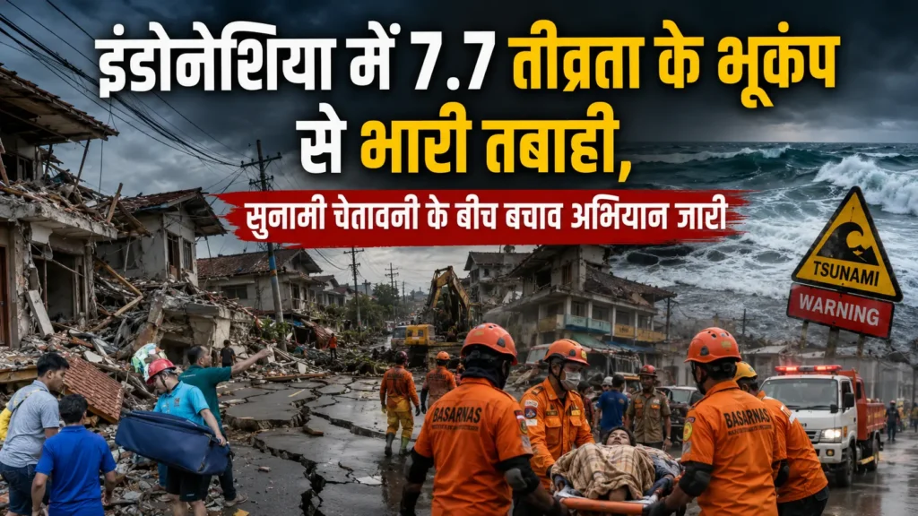 इंडोनेशिया में 7.7 तीव्रता के भूकंप से भारी तबाही, सुनामी चेतावनी के बीच बचाव अभियान जारी
