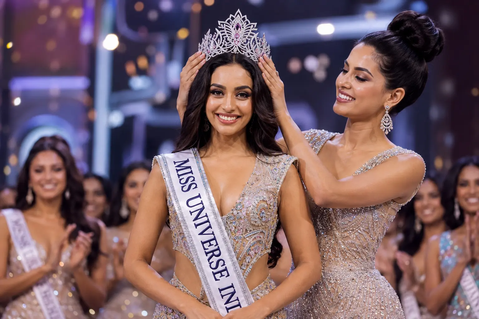Miss Universe India 2026 winner Kazia Liz Mejo crown ceremony