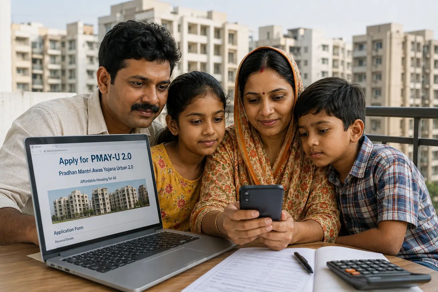 PM Awas Yojana Urban 2.0 के लिए ऑनलाइन आवेदन करता शहरी परिवार