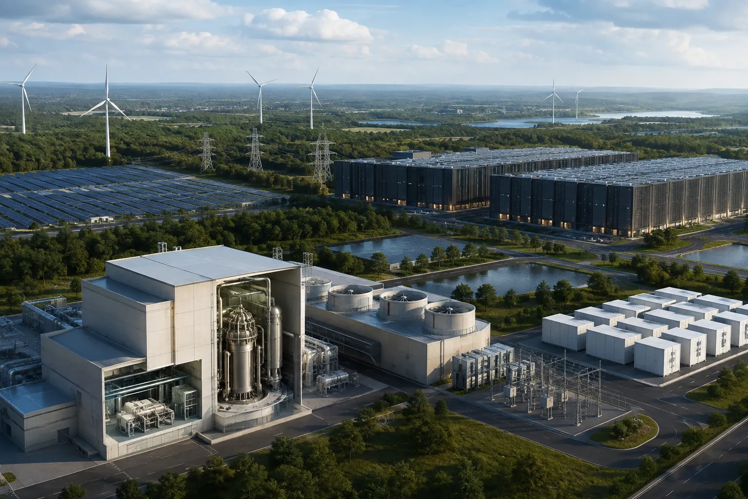 small modular nuclear reactors supplying reliable electricity to an AI data center