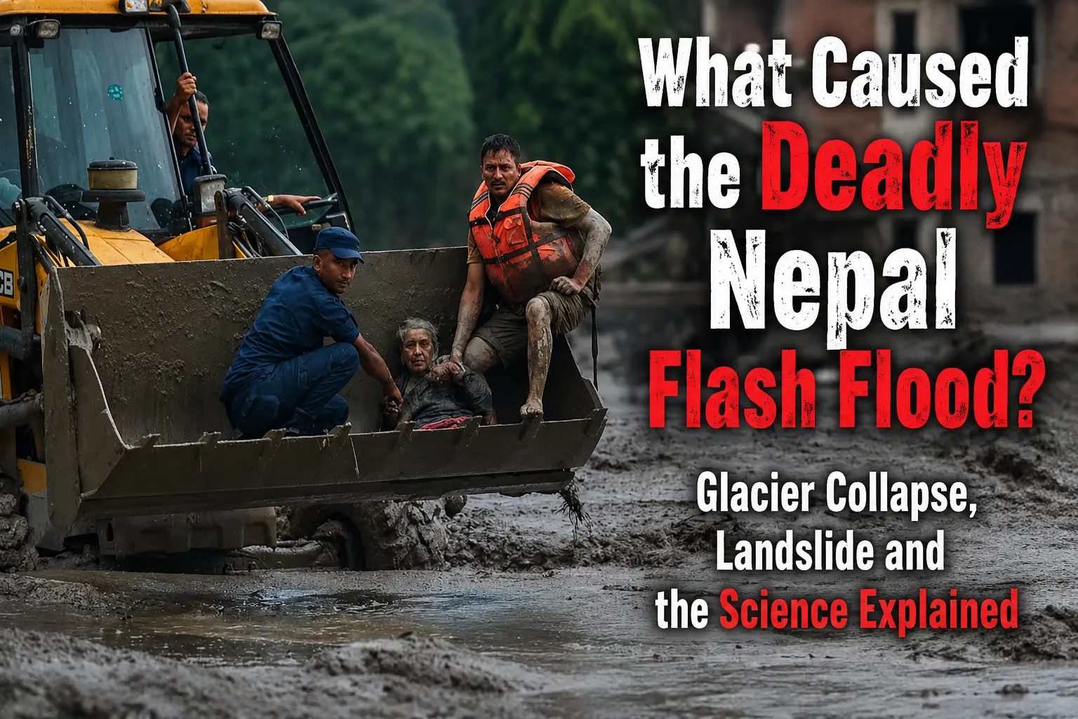 Glacier collapse and debris flow in the Himalayan valley linked to the 2026 Nepal flash flood
