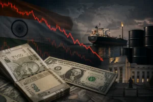 Indian rupee under pressure against the US dollar due to higher oil prices and Fed rate-hike expectations.