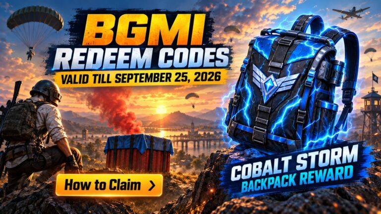 BGMI Redeem Codes Valid Till September 25, 2026: Get Cobalt Storm Backpack, Check Codes and How to Claim