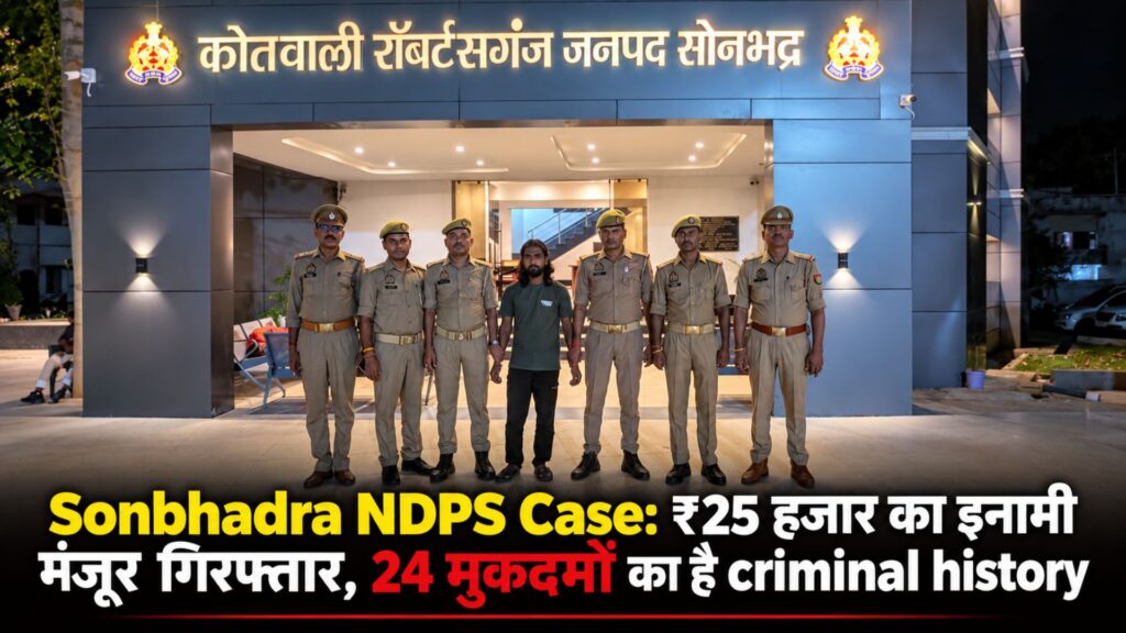 Sonbhadra NDPS Case: ₹25 हजार का इनामी मंजूर गिरफ्तार, 24 मुकदमों का है criminal history