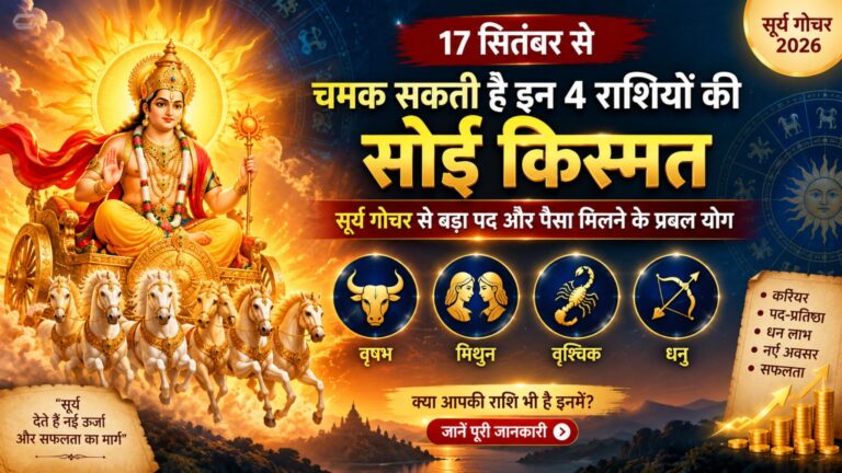 Surya Gochar 2026: 17 सितंबर से चमक सकती है इन 4 राशियों की किस्मत, पद-पैसा मिलने के प्रबल योग