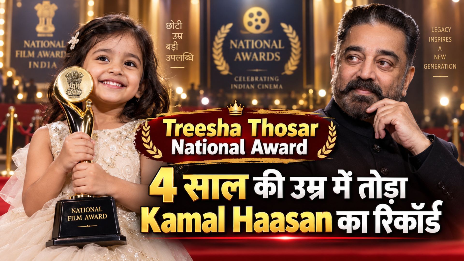 Treesha Thosar National Award: 4 साल की उम्र में रचा इतिहास, Kamal Haasan का रिकॉर्ड तोड़ बनीं सबसे कम उम्र की Winner