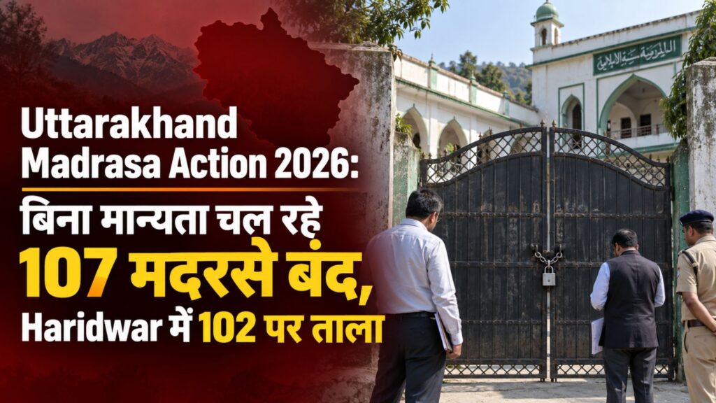 Uttarakhand Madrasa Action 2026: बिना मान्यता चल रहे 107 मदरसे बंद, हरिद्वार में 102 पर ताला