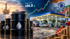 crude oil price today : Brent Crude $97 के करीब पहुंचने से भारत में पेट्रोल-डीजल और महंगाई पर असर