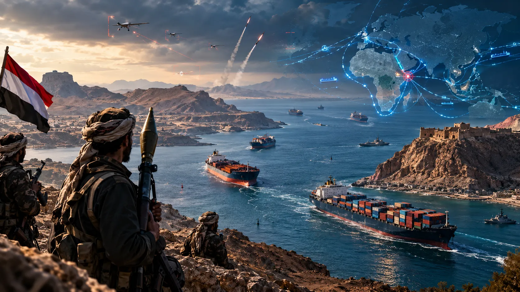 Houthi Red Sea crisis and growing threat to global shipping near Bab el-Mandeb