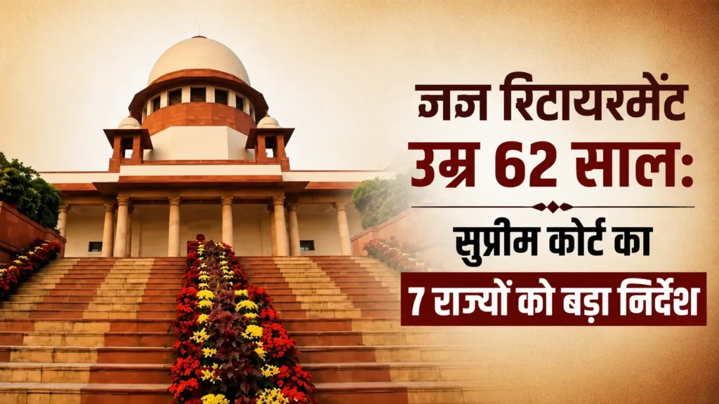 जज रिटायरमेंट उम्र 62 साल: सुप्रीम कोर्ट का 7 राज्यों को बड़ा निर्देश